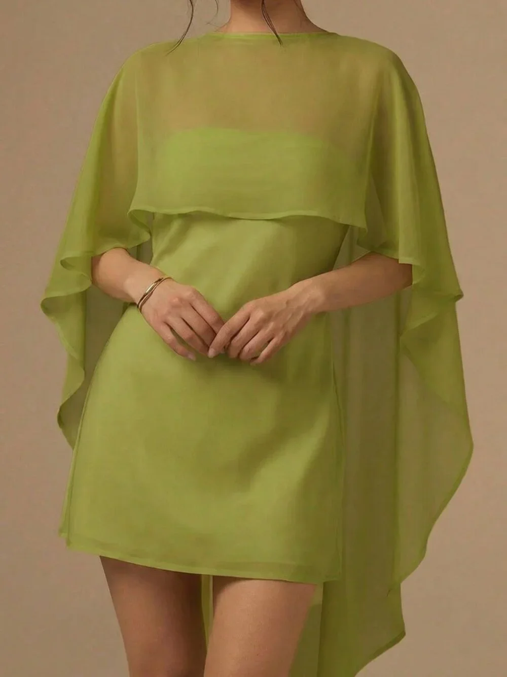 Green Elegant Women's Satin Bias-Cut Mini Dress